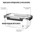 Recipiente Hermético De Almacenamiento Apilable De 1.4 Litros De PET Grado Alimenticio. Vasija De Comida Para Microondas Y Refrigerador. Caja De Almacenamiento Sellada.