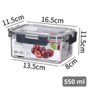 Recipiente Hermético De Almacenamiento Apilable De 550ml De PET Grado Alimenticio. Vasija De Comida Para Microondas Y Refrigerador. Caja De Almacenamiento Sellada.