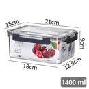 Recipiente Hermético De Almacenamiento Apilable De 1.4 Litros De PET Grado Alimenticio. Vasija De Comida Para Microondas Y Refrigerador. Caja De Almacenamiento Sellada.