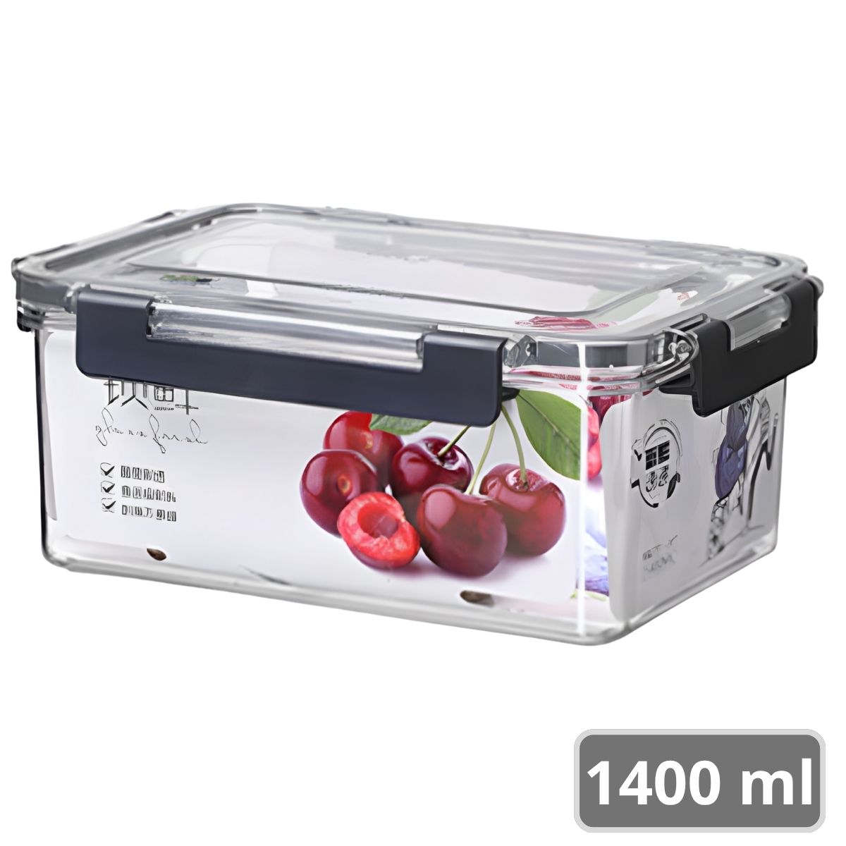 Recipiente Hermético De Almacenamiento Apilable De 1.4 Litros De PET Grado Alimenticio. Vasija De Comida Para Microondas Y Refrigerador. Caja De Almacenamiento Sellada.