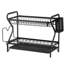 Escurridor De Platos De 2 Niveles De Hierro Forjado De 17.3x9.6x14.1” (44x 24.5x 36cm). Color Negro