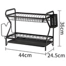 Escurridor De Platos De 2 Niveles De Hierro Forjado De 17.3x9.6x14.1” (44x 24.5x 36cm). Color Negro