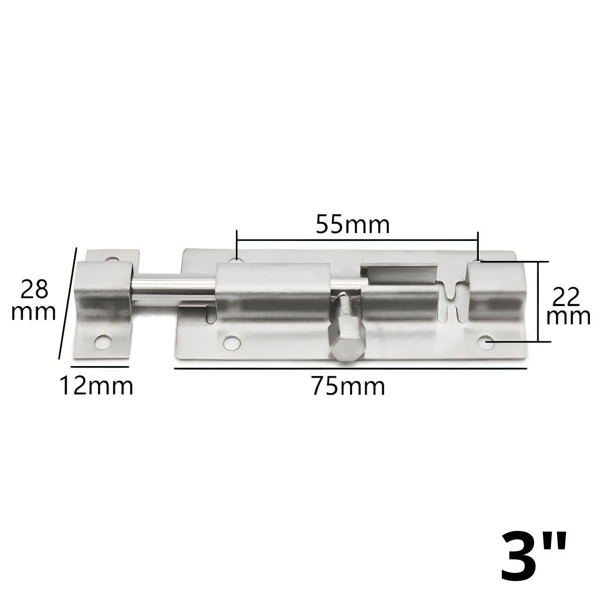 Pasador Picaporte Galvanizado Tipo Perno 3” (7.6Cm) De Acero Inoxidable. Cerrojo de Seguridad Para Puertas, Ventanas Y Muebles.
