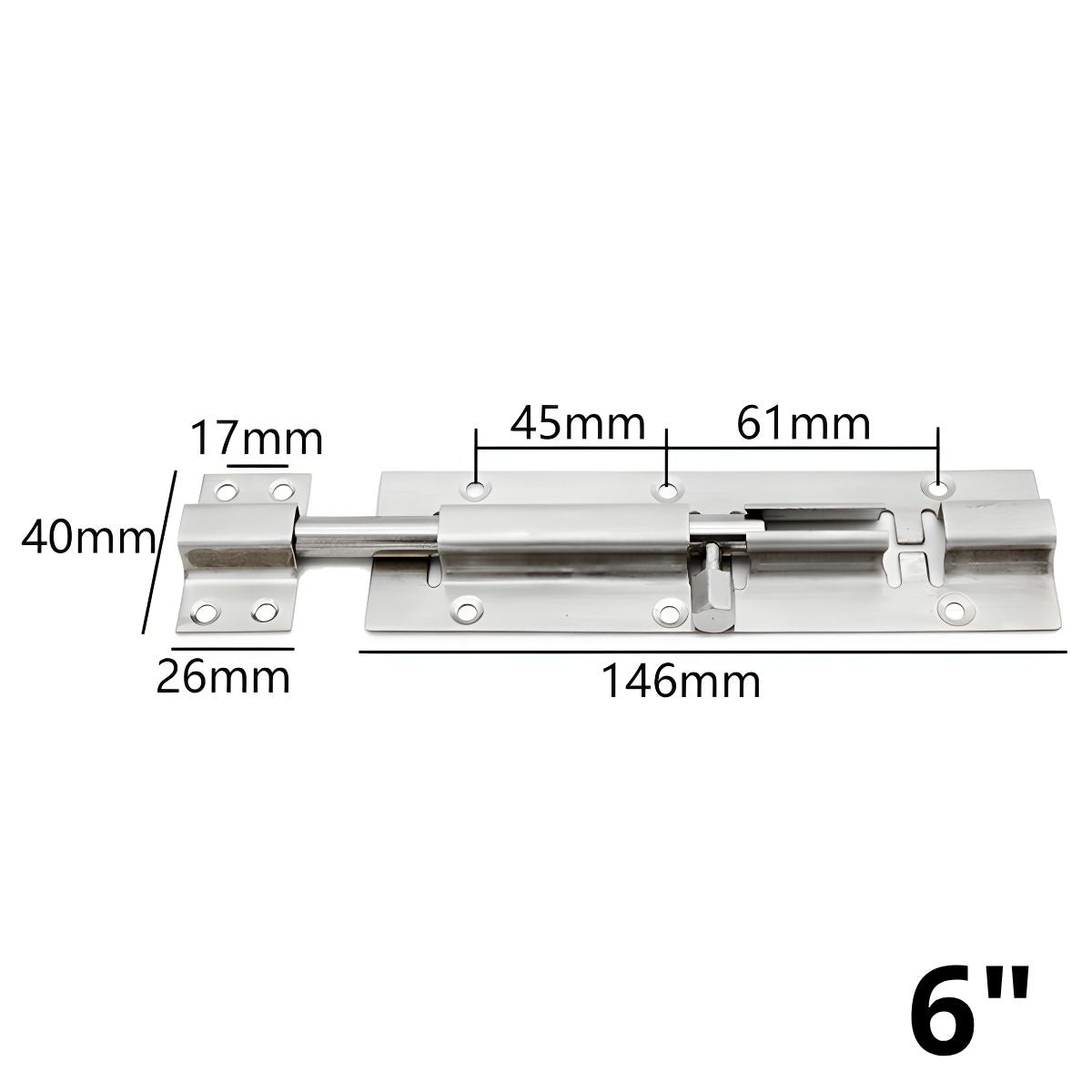Pasador Picaporte Galvanizado Tipo Perno 6” (15.2Cm). Cerrojo De Seguridad De Acero Inoxidable Anticorrosivo Para Puertas, Ventanas Y Portones