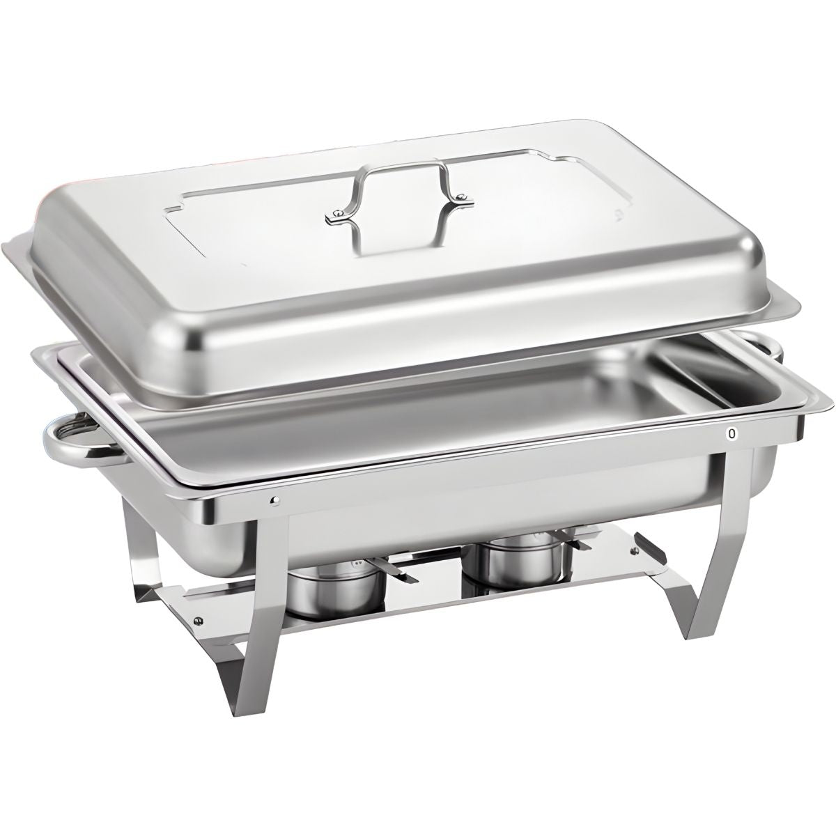 Chafing Dish Rectangular De Acero Inoxidable De Un Compartimiento Calentamiento Por Alcohol Para Hoteles, Restaurantes, Buffets, Catering.