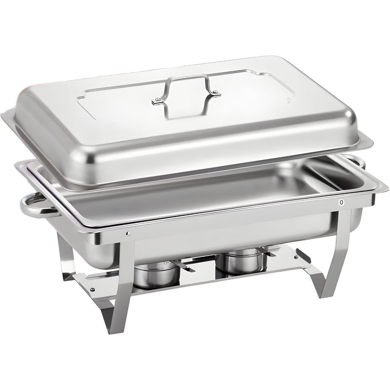 Chafing Dish Rectangular De Acero Inoxidable De Un Compartimiento Calentamiento Por Alcohol Para Hoteles, Restaurantes, Buffets, Catering.