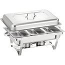 Chafing Dish Rectangular De Acero Inoxidable De Tres Compartimientos Calentamiento Por Alcohol Para Hoteles, Restaurantes, Buffets, Catering.