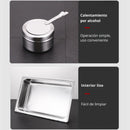 Chafing Dish Rectangular De Acero Inoxidable Con Tapa  De Vidrio hidraulica cierre suave 22x16x11" De 2 Compartimientos Calentamiento Por Alcohol Para Hoteles, Restaurantes, Buffets, Catering.