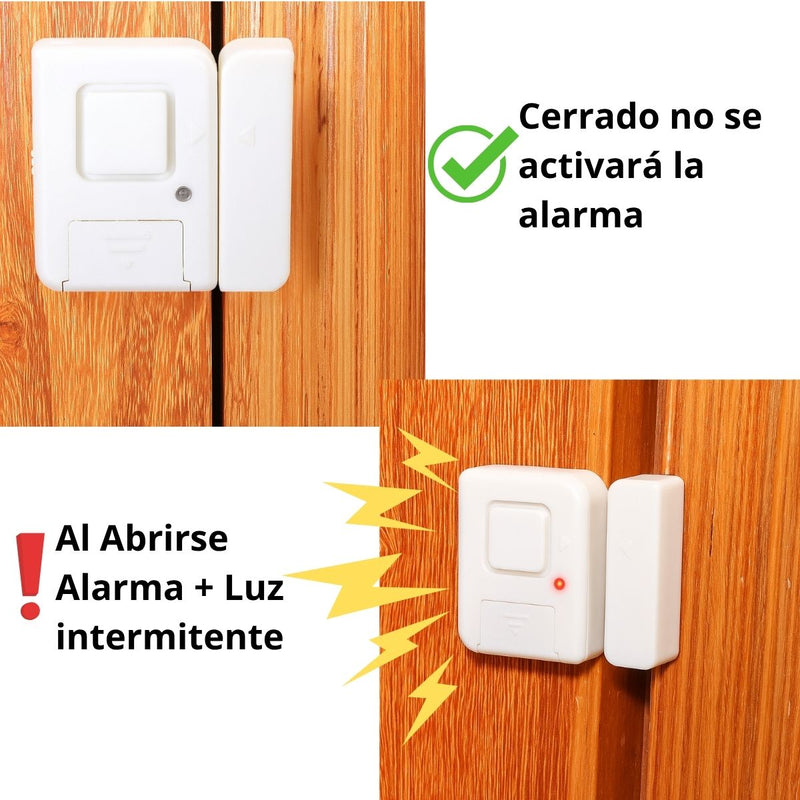 Alarma Magnética Para Puertas Y Ventanas 2.3x1.5x0.6”.  3.6V 120db.Ideal Para Seguridad En Hogares Y Oficinas (6 Unds). Sensor Para Protección Infantil Y Antirrobo.