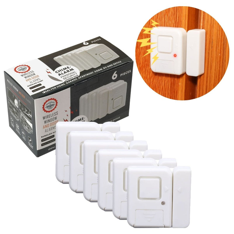 Alarma Magnética Para Puertas Y Ventanas 2.3x1.5x0.6”.  3.6V 120db.Ideal Para Seguridad En Hogares Y Oficinas (6 Unds). Sensor Para Protección Infantil Y Antirrobo.