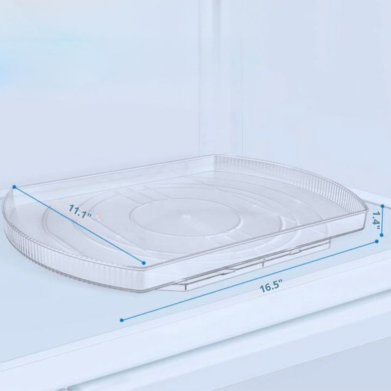 Bandeja Giratoria Deslizable organizador De Refrigerador De 16.5x11.1”x1.4” (41.9x 28.2x3.6 cm) De PET. Lazy Suzan Para Cocina Y Comedor.