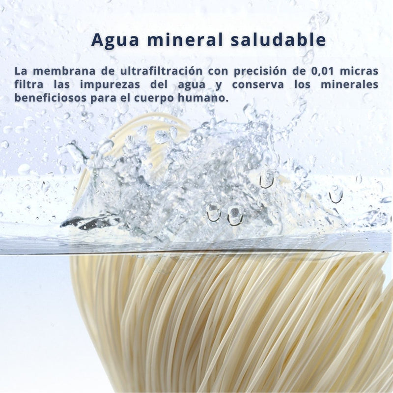 Filtro De Agua De Ultrafiltración De 4 Etapas Sin Electricidad Con Filtros De Repuesto. Incluye Grifo de Acero Inoxidable 304.