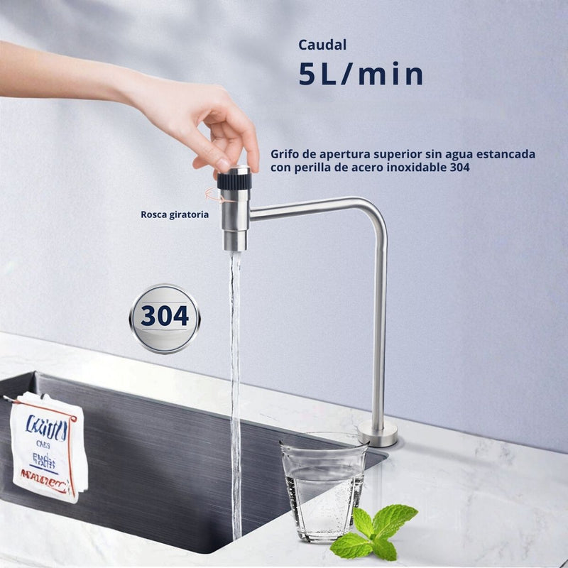 Filtro De Agua De Ultrafiltración De 4 Etapas Sin Electricidad Con Filtros De Repuesto. Incluye Grifo de Acero Inoxidable 304.