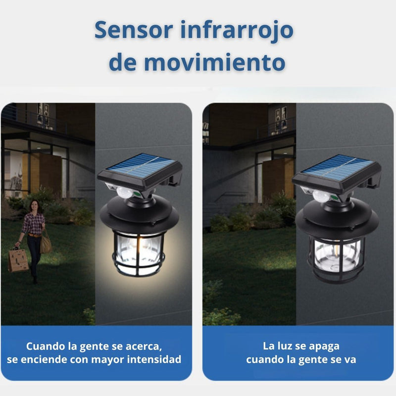 Lámpara Solar LED Y Tungsteno Con Sensor De Movimiento IP65 Impermeable De 2400mAh Para Exteriores.
