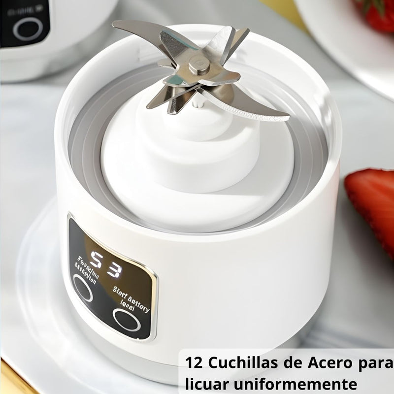 Licuadora Portátil Inalámbrica De 450ml De 50W, 7.4V Y 18000Rpm Con Cuchilla De Acero Inoxidable De 12 Hojas. Batidora Personal Para Jugos Y Smoothies. Color Blanco