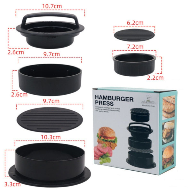 Prensa Molde Para Hamburguesas 2.8” (7.2cm) 3.8” (9.7cm) 4.1” (10.3cm) Antihaderente De Plástico Resistente Grado Alimenticio.
