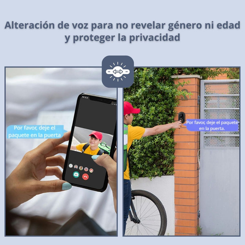 Timbre Inteligente Con Cámara WiFi Y Visión Nocturna E Intercomunicador A Prueba De Agua IP65.