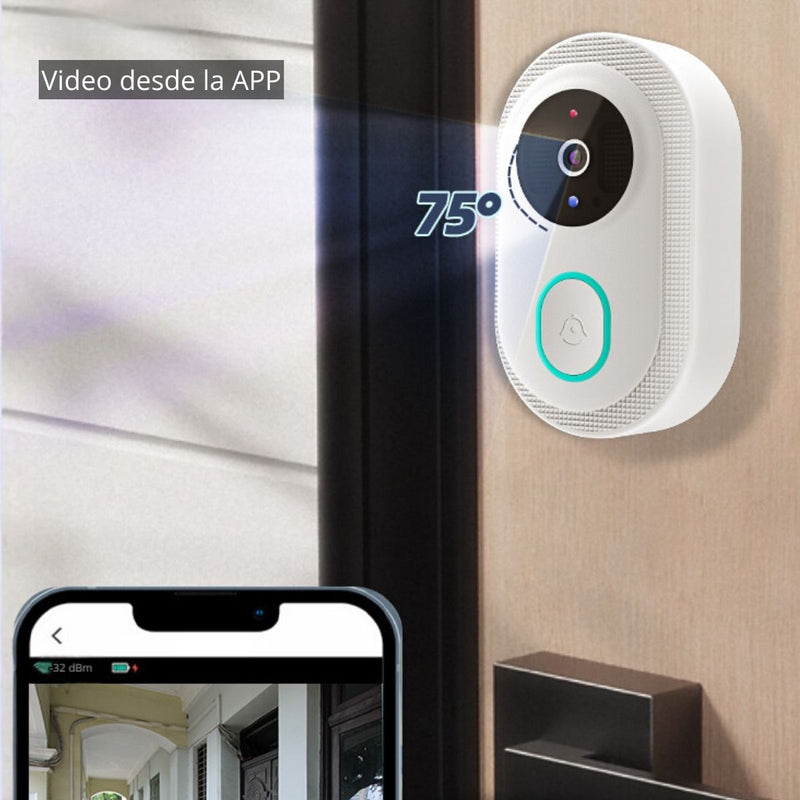 Timbre Inteligente Con Cámara WiFi Y Visión Nocturna E Intercomunicador A Prueba De Agua IP65.