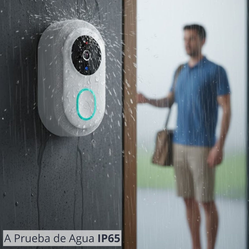 Timbre Inteligente Con Cámara WiFi Y Visión Nocturna E Intercomunicador A Prueba De Agua IP65.