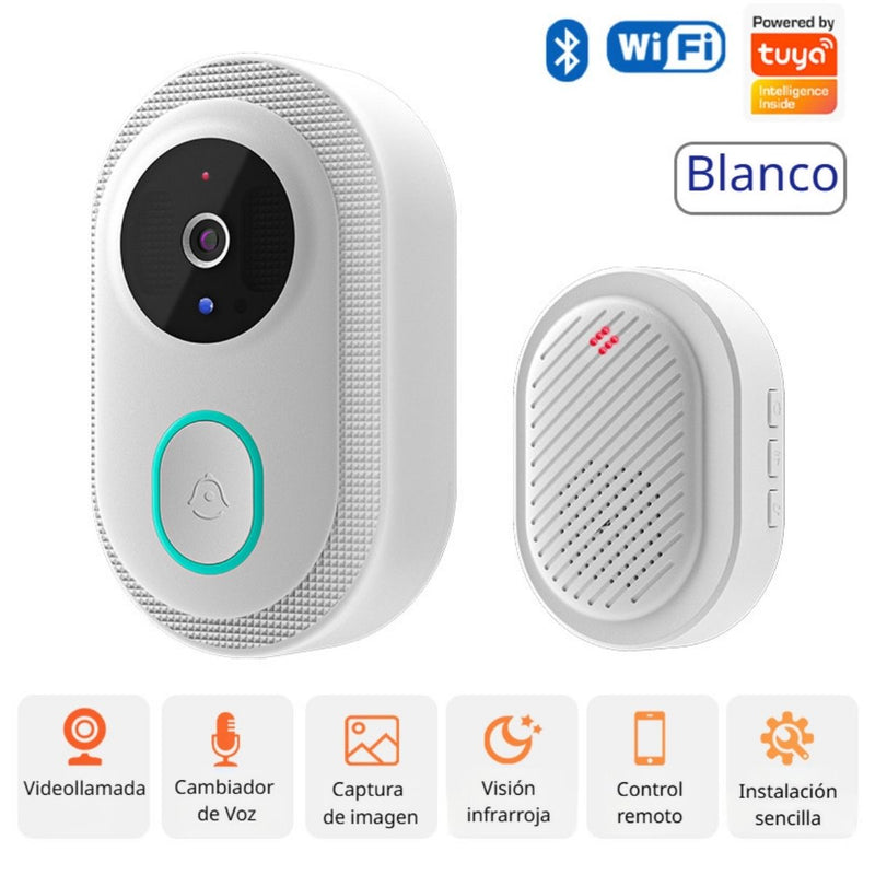 Timbre Inteligente Con Cámara WiFi Y Visión Nocturna E Intercomunicador A Prueba De Agua IP65.