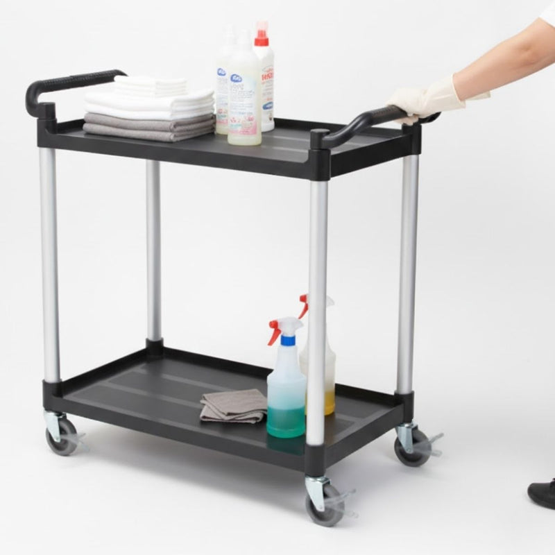 Carrito De Servicio 40.2x19.3x38.6” (102x49x98cm) Carrito De Transporte De PP Reforzado Y Aluminio Con Ruedas Silenciosas Para Hoteles, Restaurantes Y Clínicas.