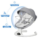 Silla Mecedora para Bebé con Mando a Distancia y  Bluetooth. Hamaca Infantil con Mosquitero y Bandeja para comer Desmontable. Color gris.