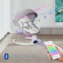 Silla Mecedora para Bebé con Mando a Distancia y  Bluetooth. Hamaca Infantil con Mosquitero y Bandeja para comer Desmontable. Color gris.