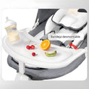 Silla Mecedora para Bebé con Mando a Distancia y  Bluetooth. Hamaca Infantil con Mosquitero y Bandeja para comer Desmontable. Color gris.