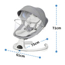 Silla Mecedora para Bebé con Mando a Distancia y  Bluetooth. Hamaca Infantil con Mosquitero y Bandeja para comer Desmontable. Color gris.