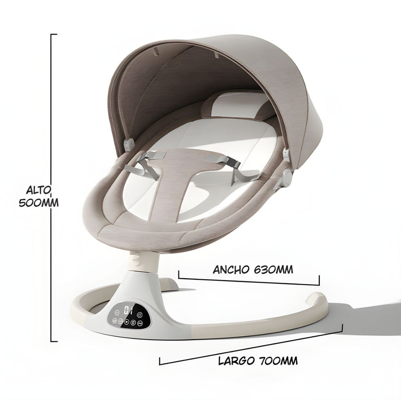 Silla Mecedora para Bebé con Mando a Distancia y  Bluetooth. Hamaca Infantil con Mosquitero y Bandeja Desmontable.