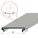 Tapa Plana Remate perimetral para Marco 45 mm Europa Largo 5.85 mts.Acabado Lacado Gris Oscuro Texturi