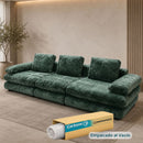 Sofá Modular Luxury de 3 Puestos Empacado al Vacío. Espuma 3D y 32D de Alta Densidad con Fundas parcialmente removibles (308x100x65cm). Color verde.