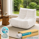 Sillón Individual Empacado al Vacío con Espuma 32D de Alta Densidad y Fundas Removibles (80x95x65cm). Color beige claro.