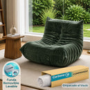 Sillón Individual Empacado al Vacío con Espuma 32D de Alta Densidad y Fundas Removibles (80x95x65cm). Color verde.
