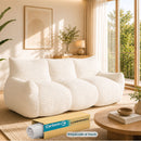 Sofá Moderno de 3 Puestos Empacado al Vacío con Espuma 32D Triturada (210x90x75cm). Color blanco.