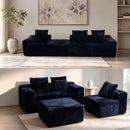 Sofá Modular de 3 Puestos Empacado al Vacío (271x96x63cm). Espuma 32D de Alta Densidad con Resortes y Fundas Removibles. Color Azul oscuro.