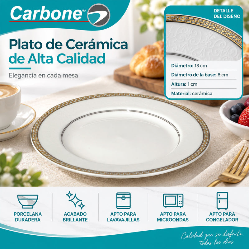 Plato de 5" (13cm). Vajilla para Postres, Aperitivos y Acompañamientos.