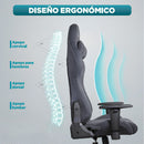 Silla Gamer Ergonómica Reclinable con Soporte Lumbar y Cervical. Capacidad 120Kg. Silla de Oficina y Gaming. Color Gris Oscuro.