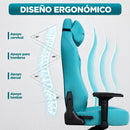 Silla Gamer Ergonómica para Oficina y Gaming. Soporta hasta 175 Kg. Color Turquesa.