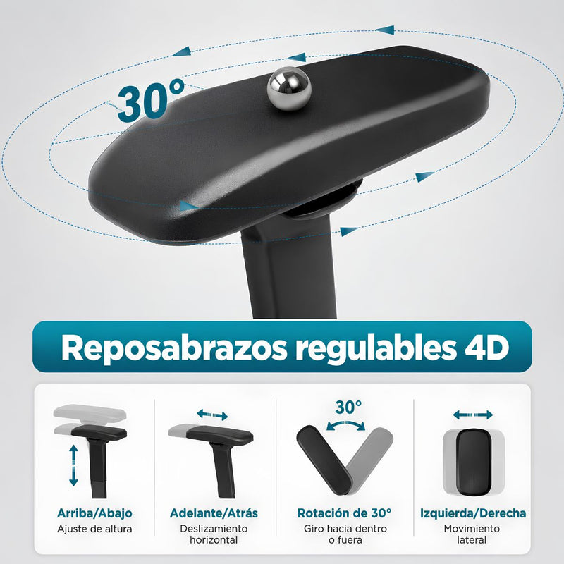 Silla Gamer Ergonómica para Oficina y Gaming. Soporta hasta 175 Kg. Color Turquesa.