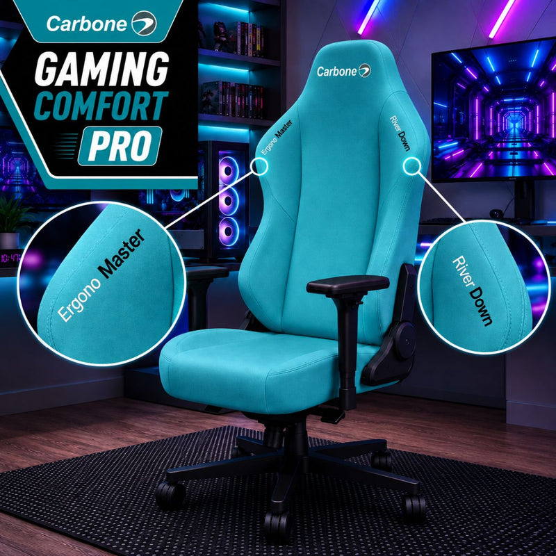Silla Gamer Ergonómica para Oficina y Gaming. Soporta hasta 175 Kg. Color Turquesa.