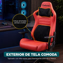 Silla Gamer Ergonómica Reclinable con Soporte Lumbar y Cervical. Capacidad 150Kg. Silla de Oficina y Gaming. Color rojo y negro.