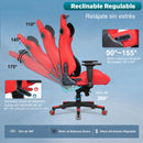 Silla Gamer Ergonómica Reclinable con Soporte Lumbar y Cervical. Capacidad 150Kg. Silla de Oficina y Gaming. Color rojo y negro.