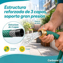 Manguera de Agua Para Jardín Reforzada ½" con 3 Capas y Conectores de Latón, PVC + Cobre, Resistente a Presión, Antitorsión