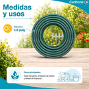 Manguera de Agua Para Jardín Reforzada ½" con 3 Capas y Conectores de Latón, PVC + Cobre, Resistente a Presión, Antitorsión