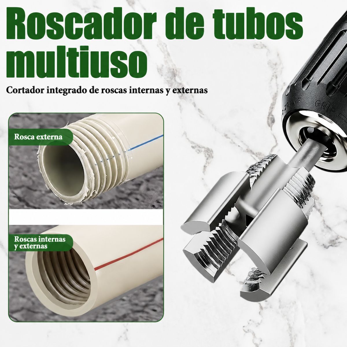 Terrajas para Tubería PPR o PVC. Roscadoras de Plomería de Aleación de Acero con Varilla para Plomería y Reparación. Terrajas para hacer rosca.