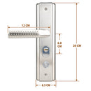 Cerradura De Seguridad Embutida Para Puertas Metálicas 20cm x 6.5cm. Con Cilindro De Acero Inoxidable. Incluye 7 Llaves.  Apertura Derecha Hacia Adentro
