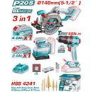 Combo del mes Total inalámbrico. Sierra circular 20V 140mm (5-1/2''), drill taladro de impacto 66 Nm 30000 bpm, lijadora de hoja 110mm x 100mm 12000 rpm. Incluye cargador y baterías. POCAS UNIDADES.
