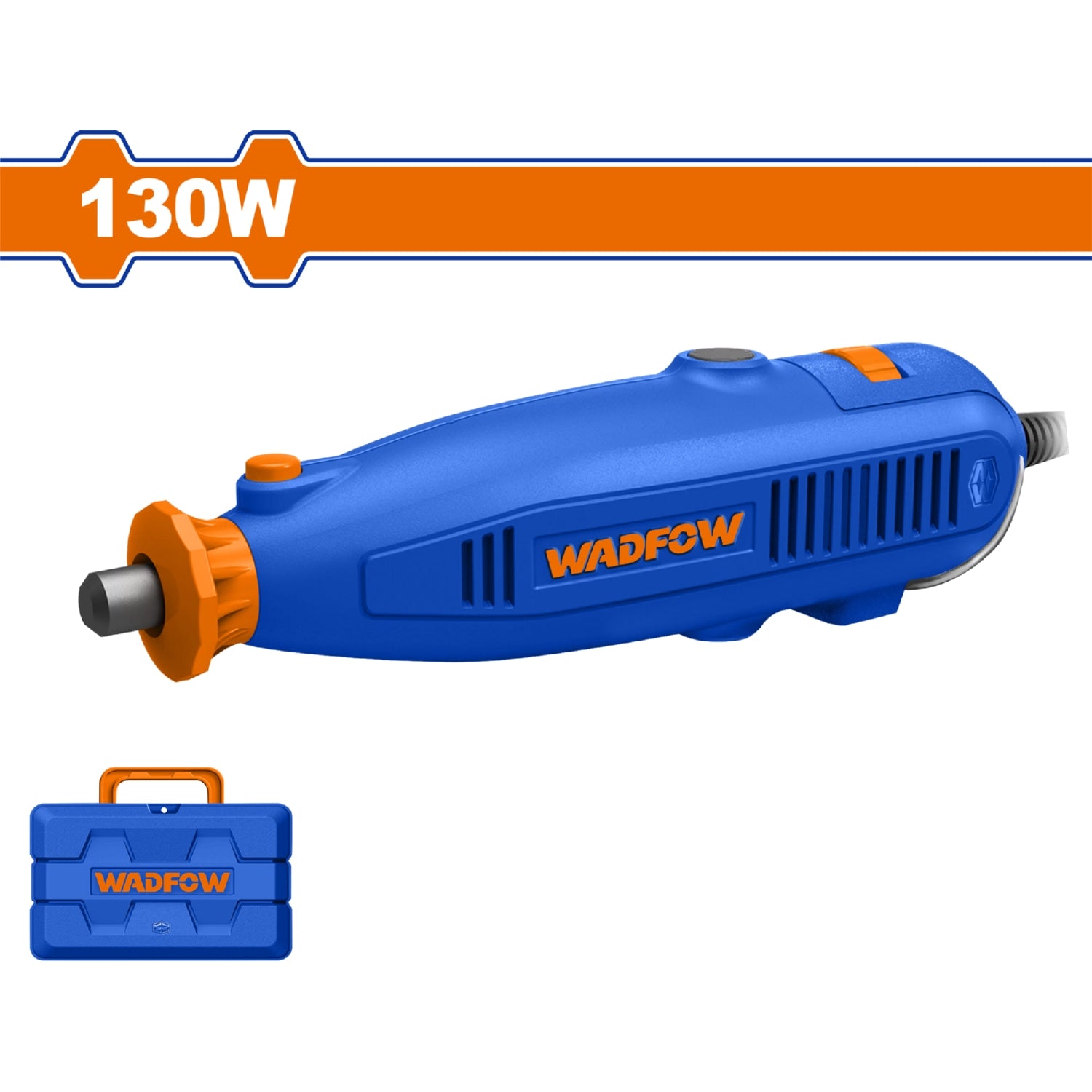 Mini Mototool 130W. Veloc. 8000-35000rpm. Espárragos: 1/8" / 3/32". Veloc. variable. 52 Accs.