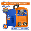 Máquina de Soldar Inverter Heavy Duty. 60% ciclo de trabajo. Pantalla LCD. 160A. 110-120V. TIG.VRD